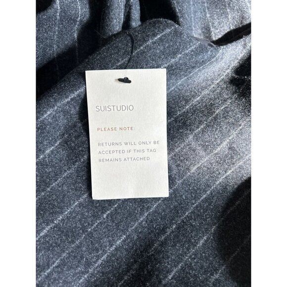 SUISTUDIO Wool Jumper Charcoal Gray Wool Stripes Lined Wide Leg - Picture 11 of 15